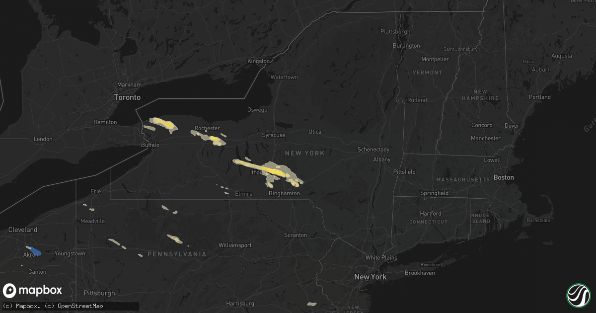 Hail map in New York on July 18, 2026