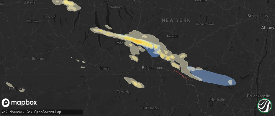 Hail map in Newark Valley, NY on July 18, 2026