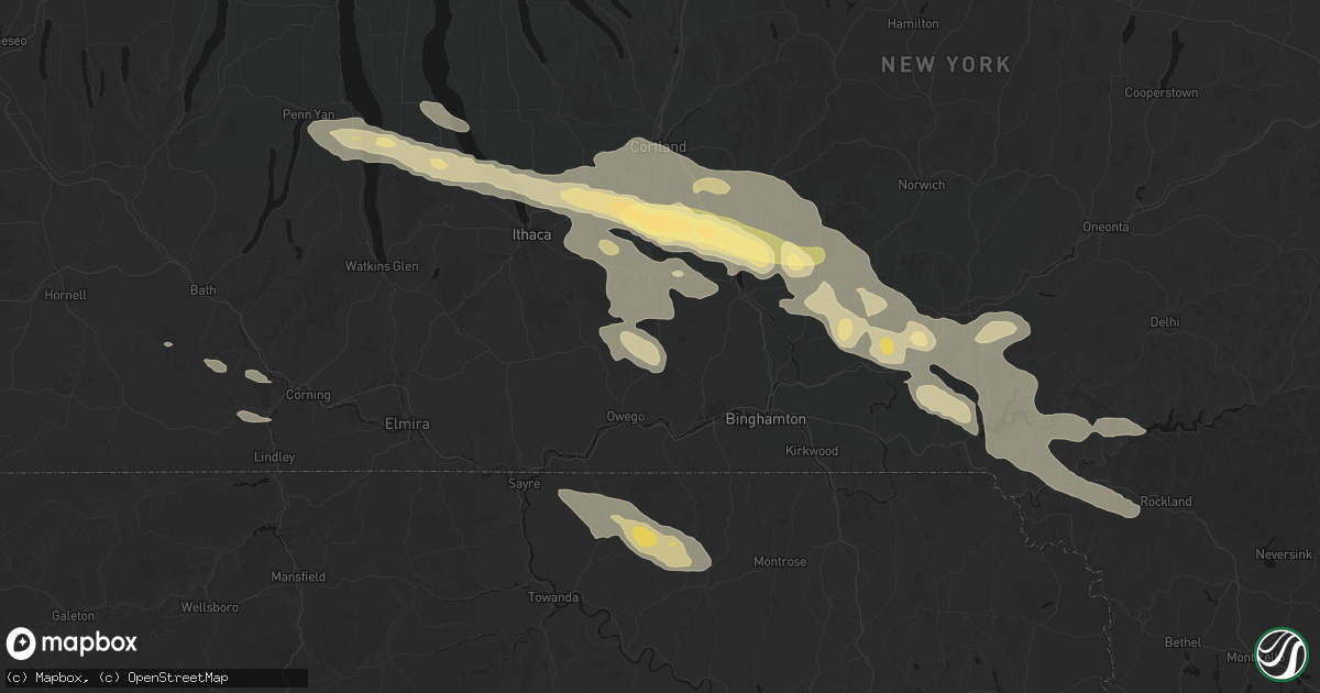 Hail map in Newark Valley, NY on July 18, 2026