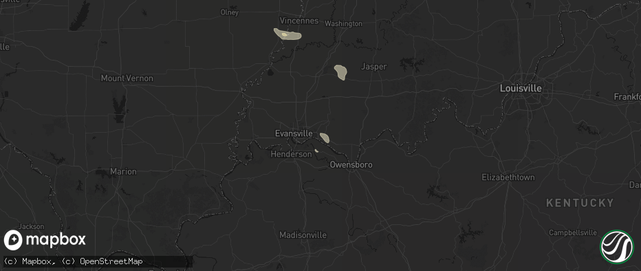 Hail map in Newburgh, IN on July 18, 2026
