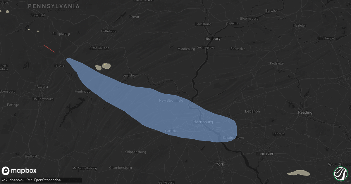 Hail map in Newport, PA on July 18, 2026