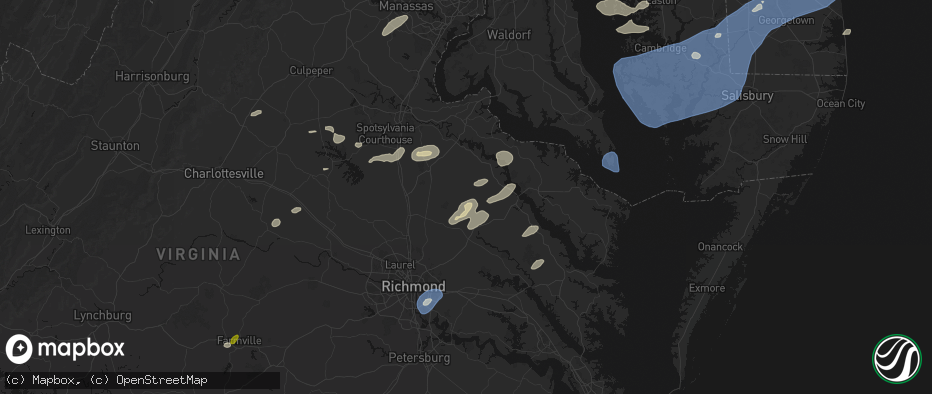 Hail map in Newtown, VA on July 18, 2026