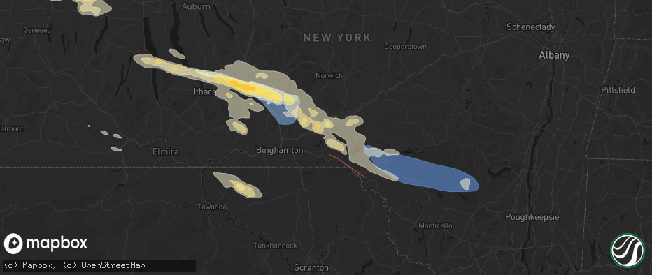 Hail map in Nineveh, NY on July 18, 2026