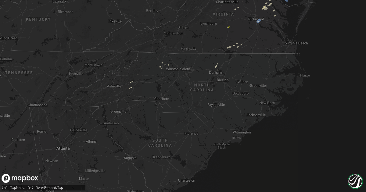 Hail map in North Carolina on July 18, 2026
