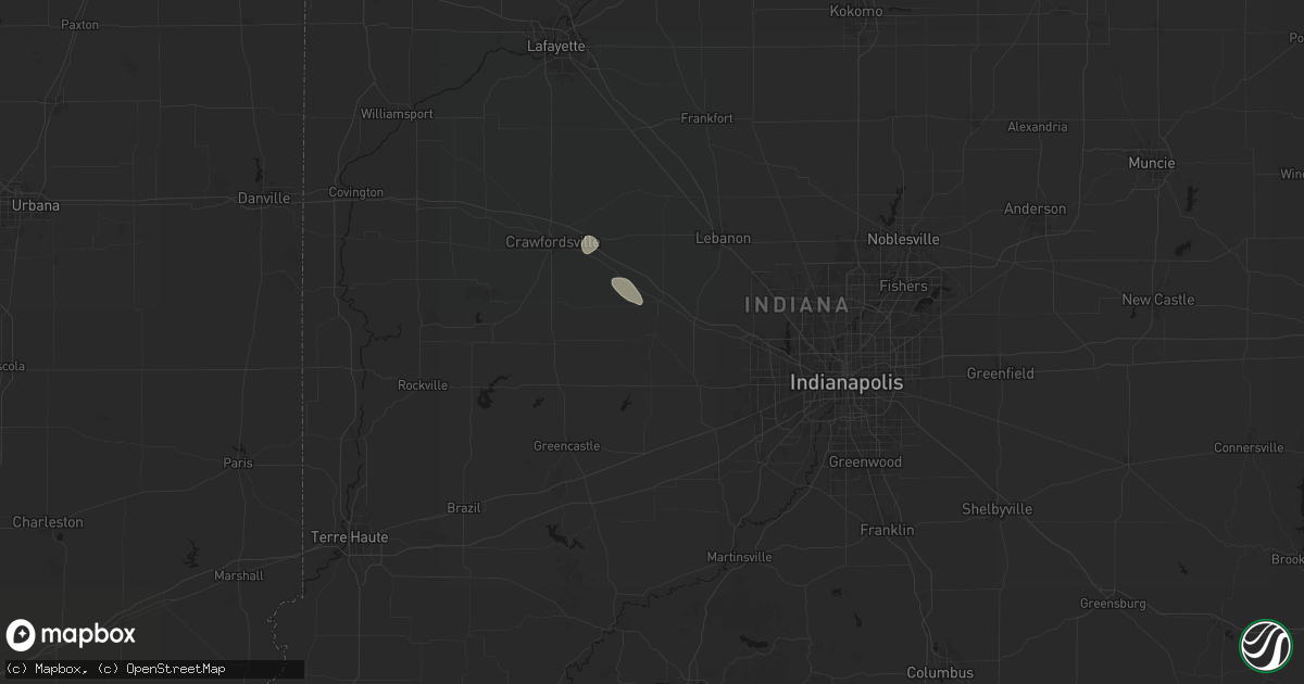 Hail map in North Salem, IN on July 18, 2026