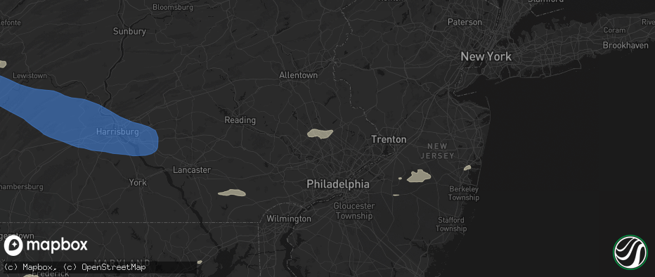 Hail map in North Wales, PA on July 18, 2026