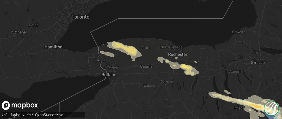Hail map in Oakfield, NY on July 18, 2026