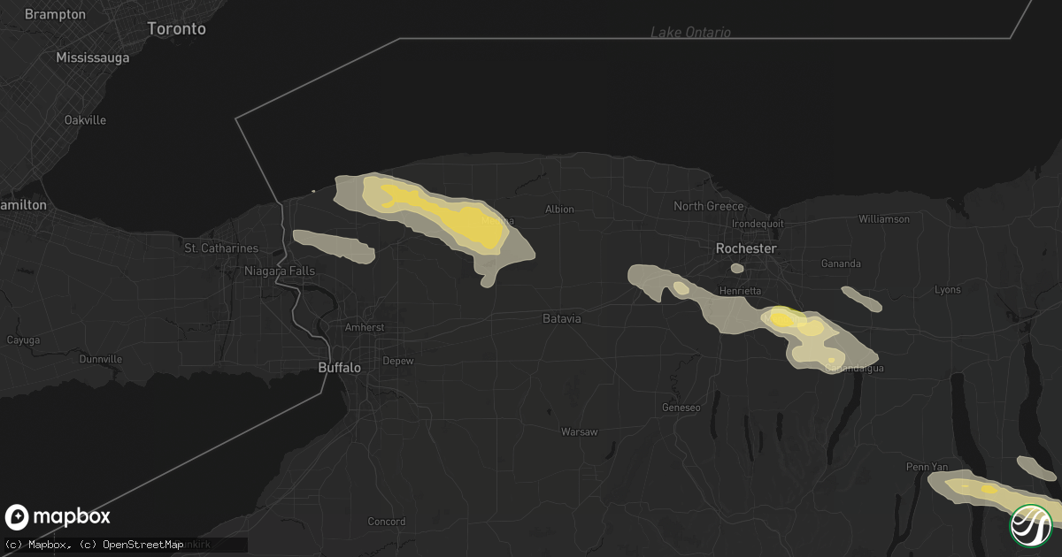 Hail map in Oakfield, NY on July 18, 2026