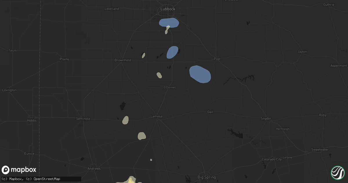 Hail map in Odonnell, TX on July 18, 2026