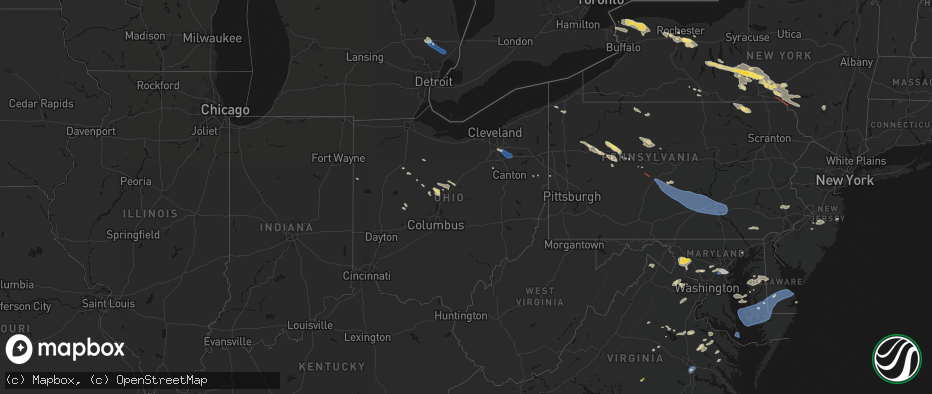 Hail map in Ohio on July 18, 2026