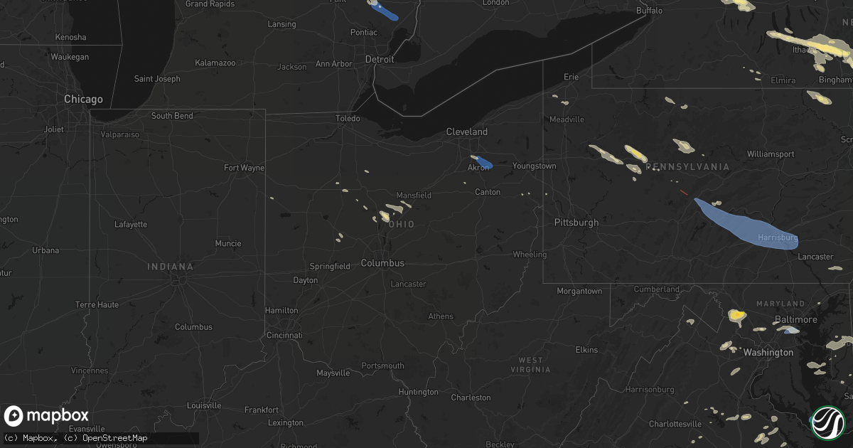 Hail map in Ohio on July 18, 2026