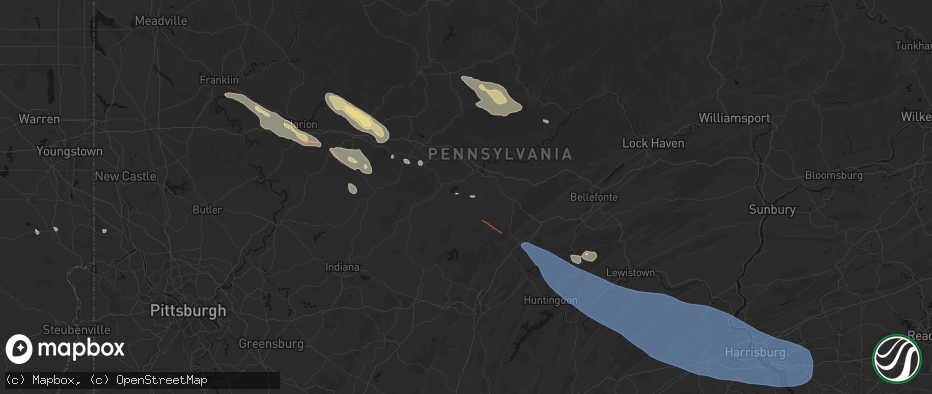 Hail map in Olanta, PA on July 18, 2026