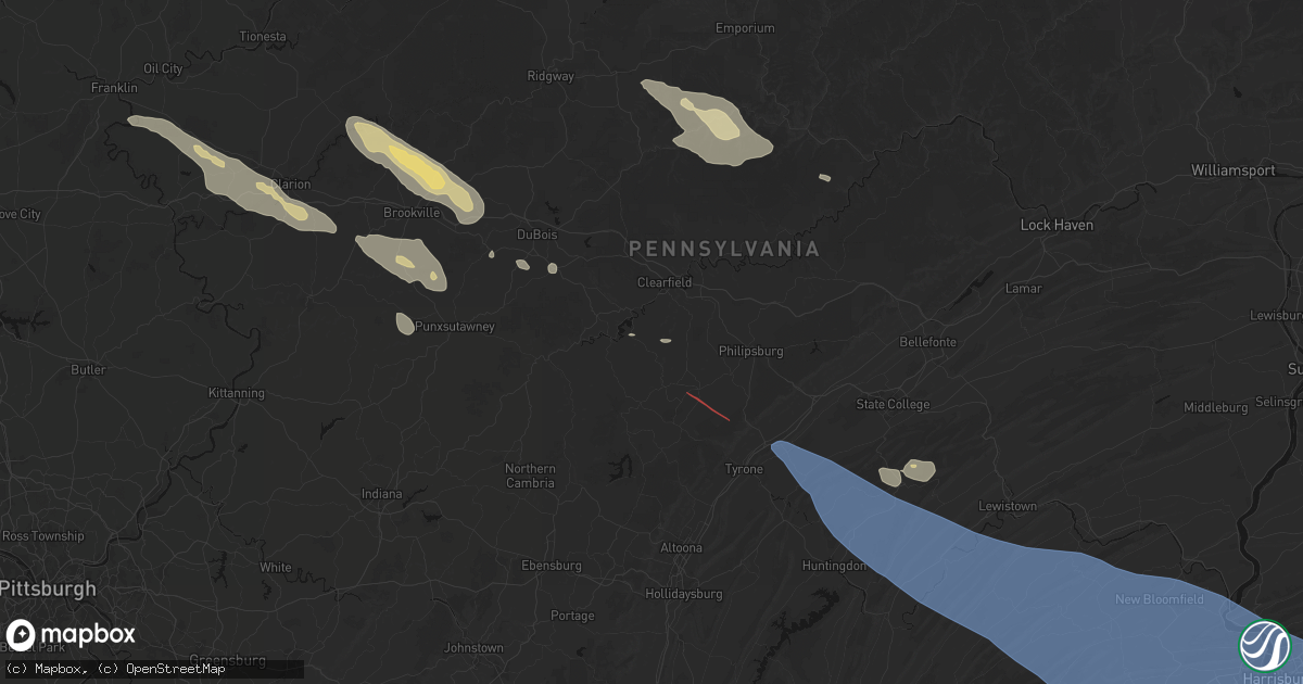 Hail map in Olanta, PA on July 18, 2026