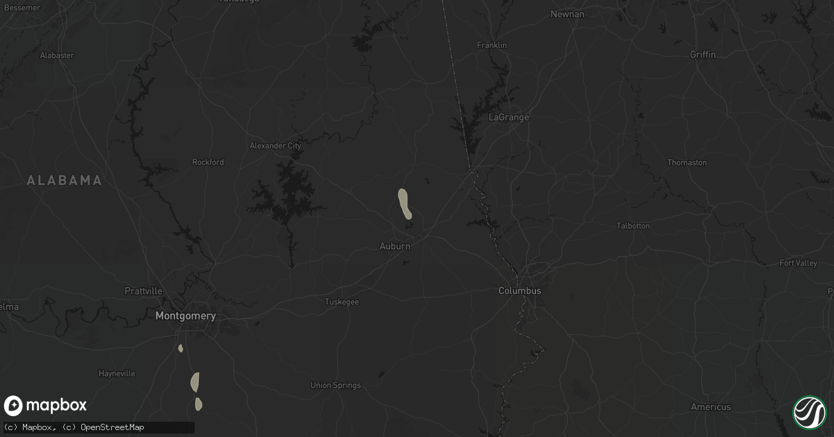 Hail map in Opelika, AL on July 18, 2026