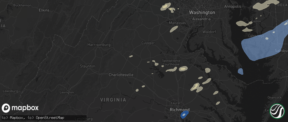 Hail map in Orange, VA on July 18, 2026