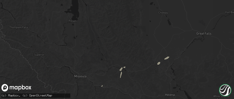 Hail map in Ovando, MT on July 18, 2026