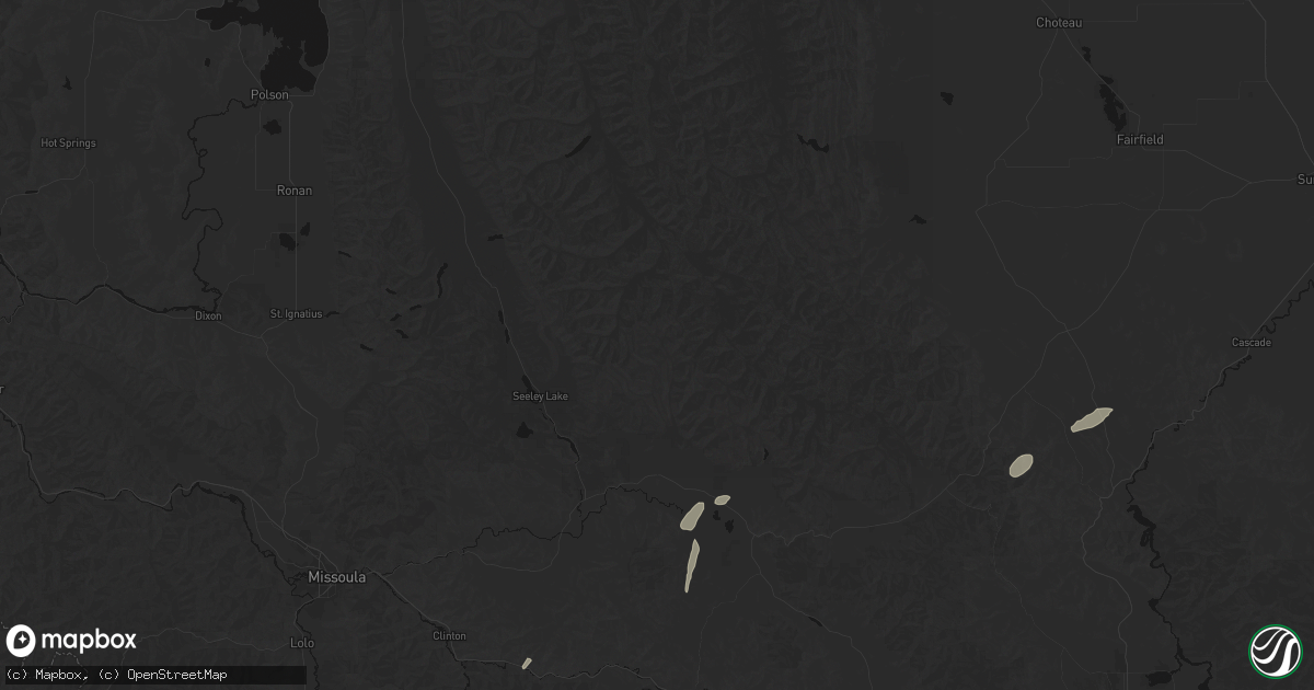 Hail map in Ovando, MT on July 18, 2026