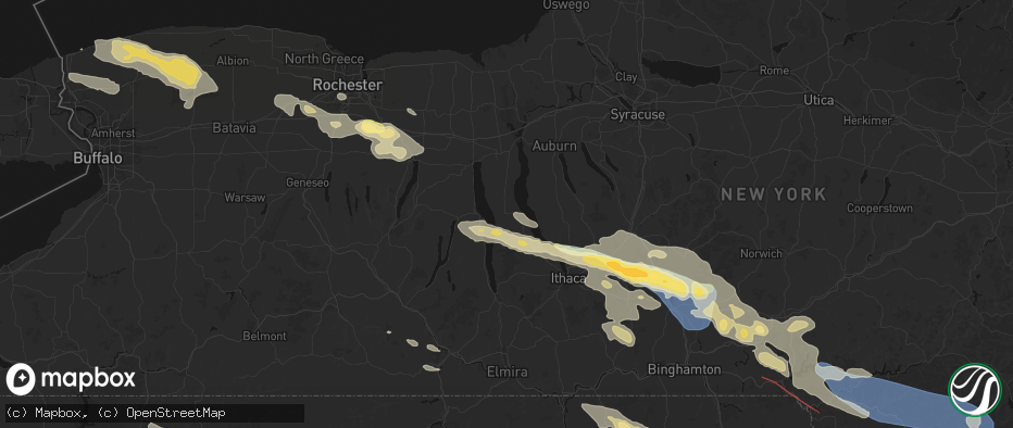 Hail map in Ovid, NY on July 18, 2026