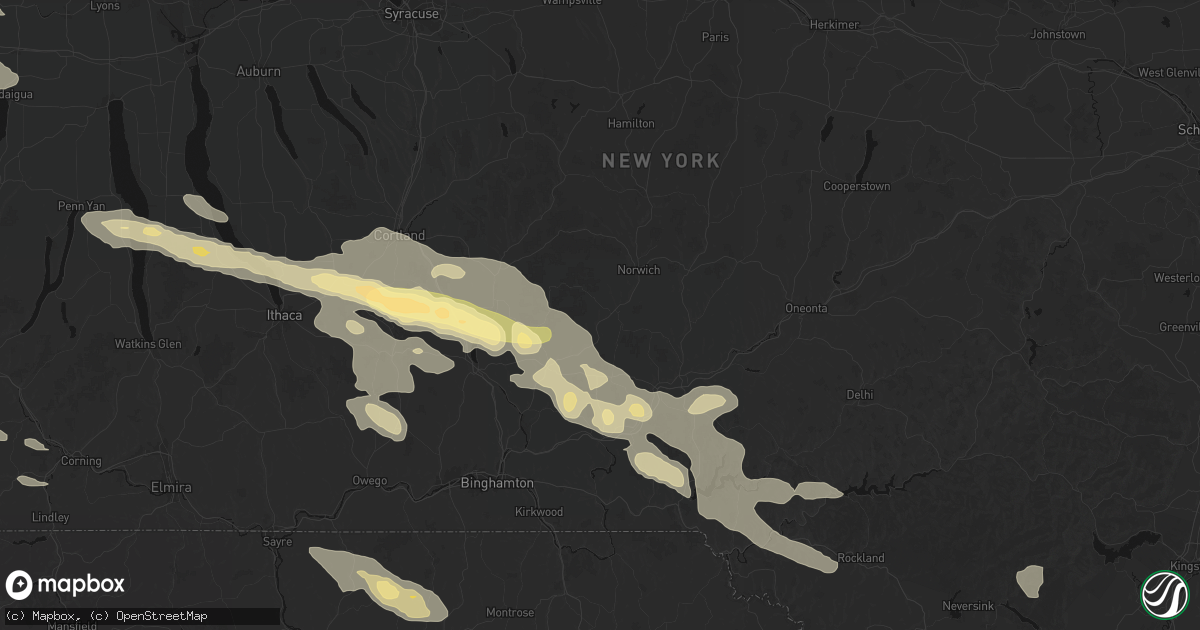 Hail map in Oxford, NY on July 18, 2026