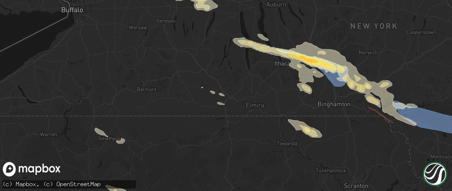 Hail map in Painted Post, NY on July 18, 2026