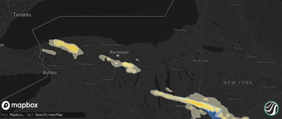 Hail map in Palmyra, NY on July 18, 2026