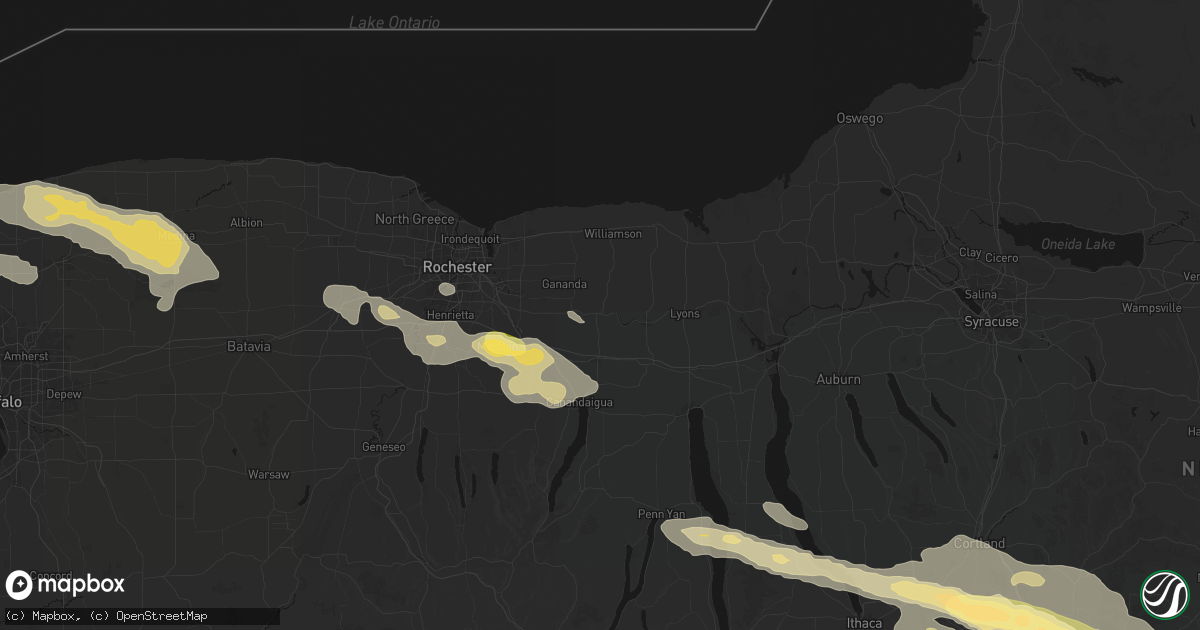 Hail map in Palmyra, NY on July 18, 2026