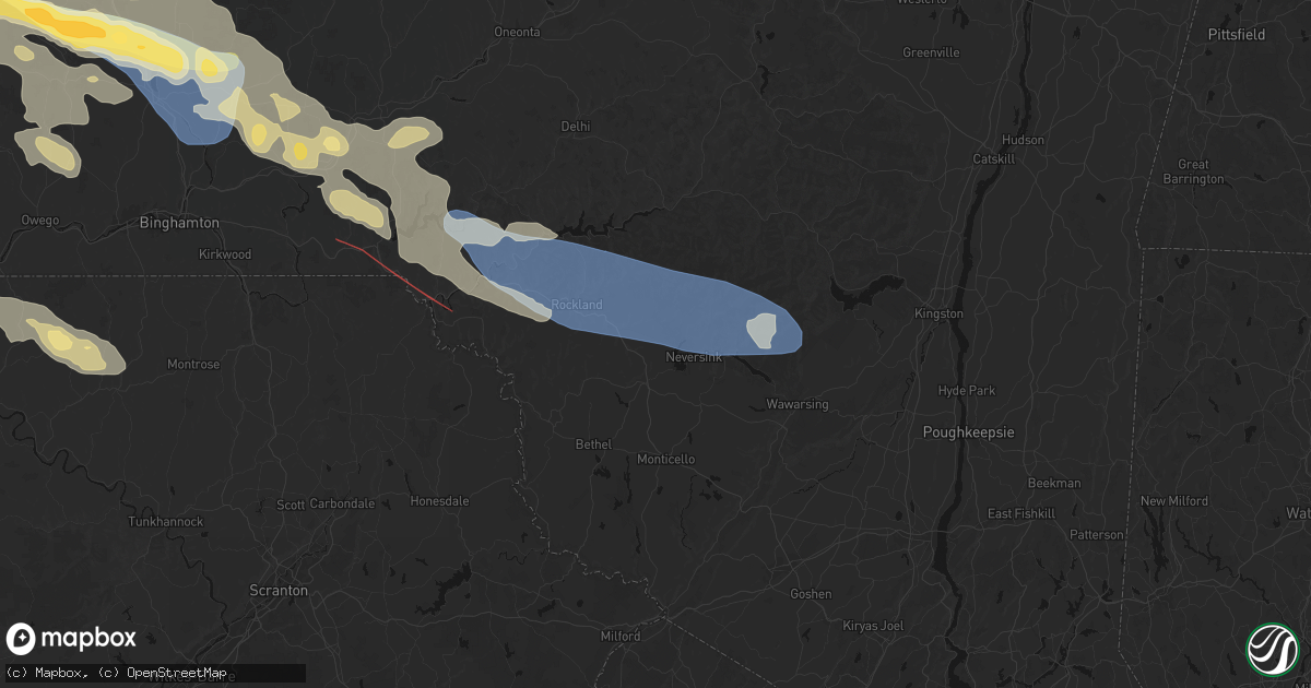 Hail map in Parksville, NY on July 18, 2026