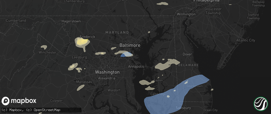 Hail map in Pasadena, MD on July 18, 2026