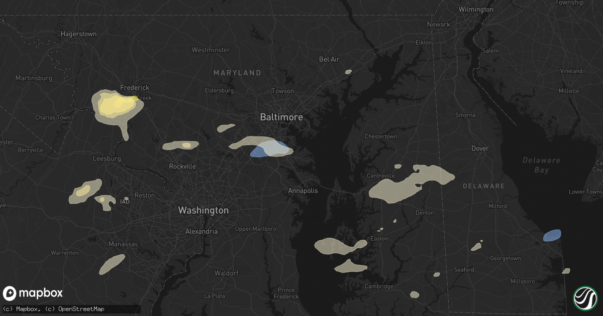 Hail map in Pasadena, MD on July 18, 2026