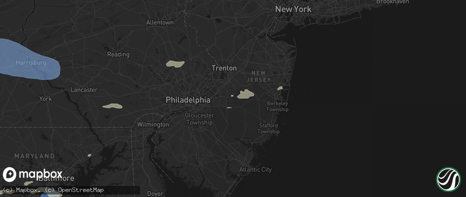 Hail map in Pemberton, NJ on July 18, 2026