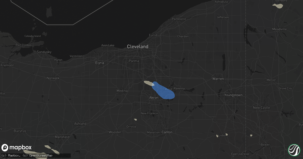 Hail map in Peninsula, OH on July 18, 2026