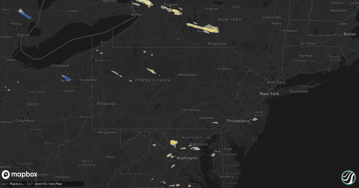 Hail map in Pennsylvania on July 18, 2026