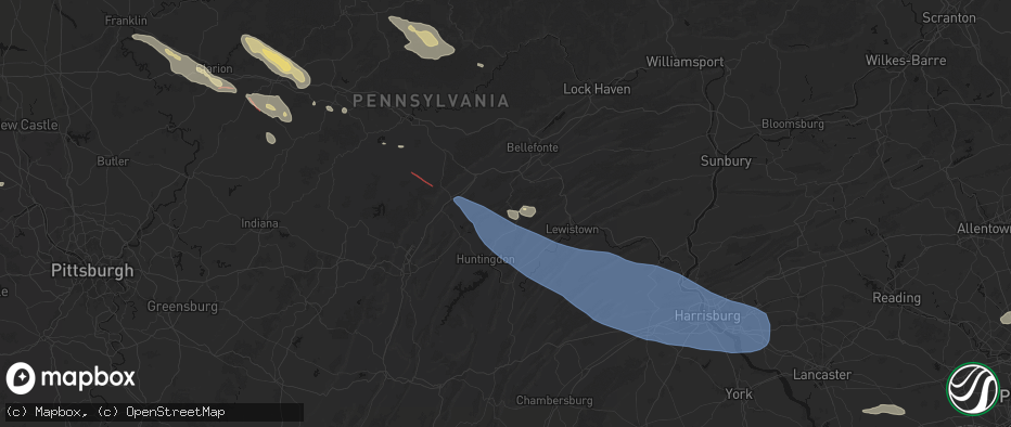 Hail map in Petersburg, PA on July 18, 2026