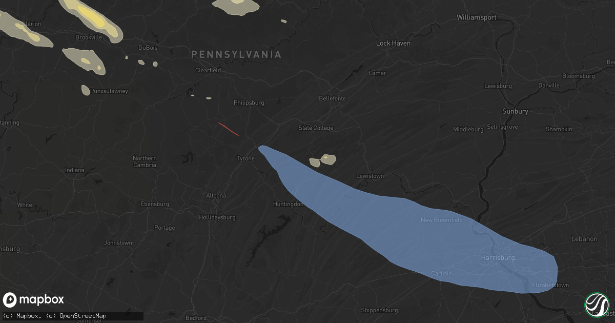 Hail map in Petersburg, PA on July 18, 2026