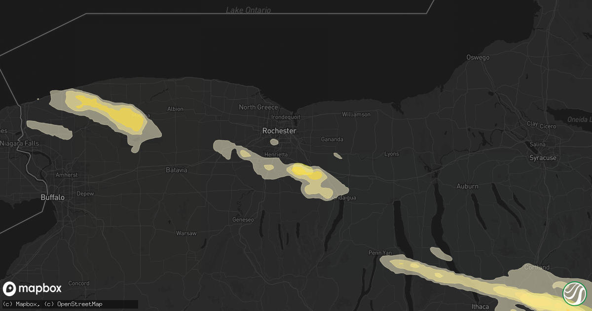 Hail map in Pittsford, NY on July 18, 2026