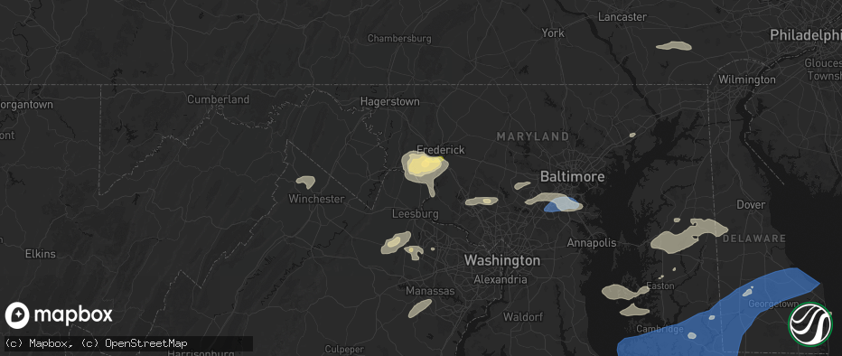 Hail map in Point Of Rocks, MD on July 18, 2026