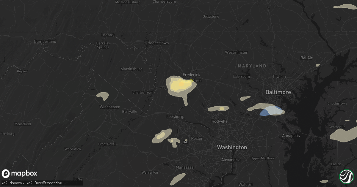 Hail map in Point Of Rocks, MD on July 18, 2026