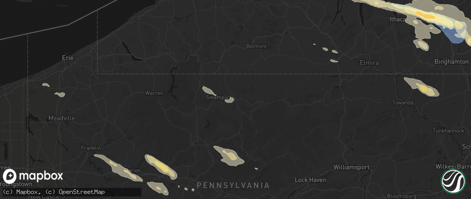 Hail map in Port Allegany, PA on July 18, 2026