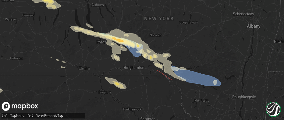 Hail map in Port Crane, NY on July 18, 2026