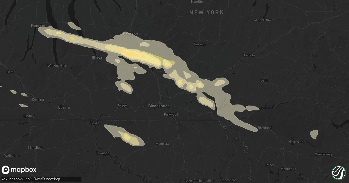 Hail map in Port Crane, NY on July 18, 2026