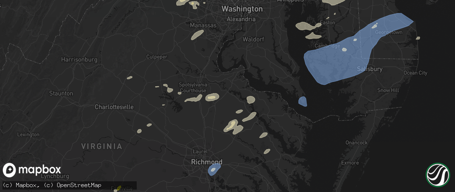 Hail map in Port Royal, VA on July 18, 2026