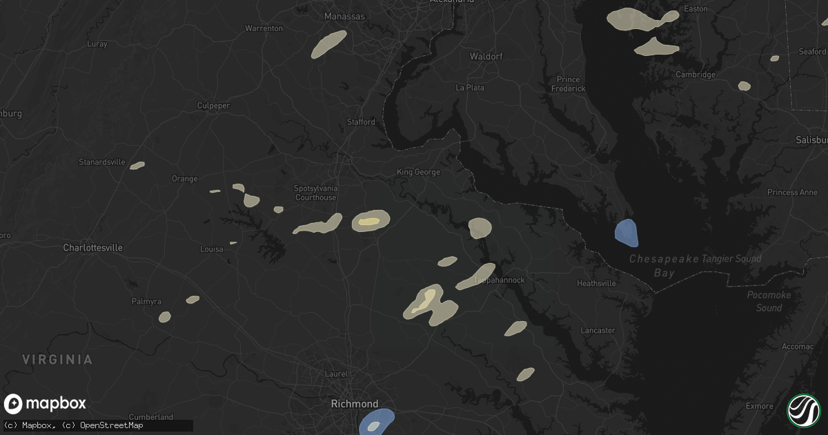 Hail map in Port Royal, VA on July 18, 2026