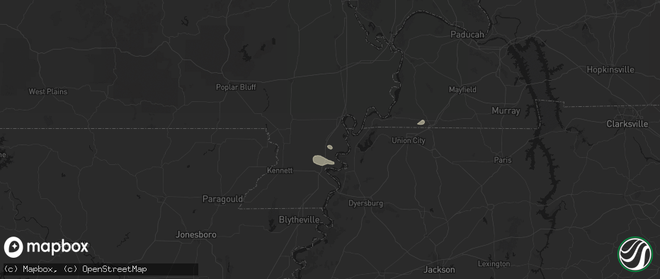Hail map in Portageville, MO on July 18, 2026