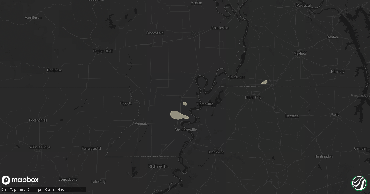 Hail map in Portageville, MO on July 18, 2026