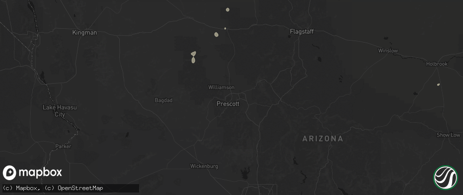 Hail map in Prescott, AZ on July 18, 2026