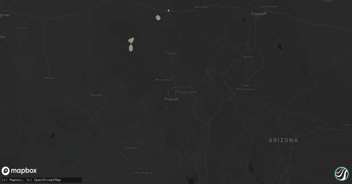 Hail map in Prescott, AZ on July 18, 2026