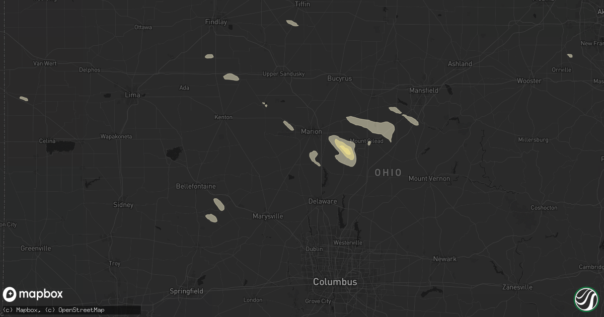 Hail map in Prospect, OH on July 18, 2026