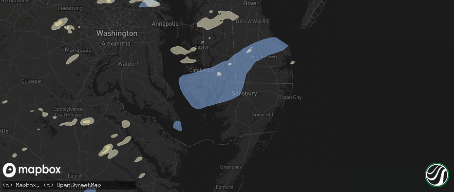 Hail map in Quantico, MD on July 18, 2026