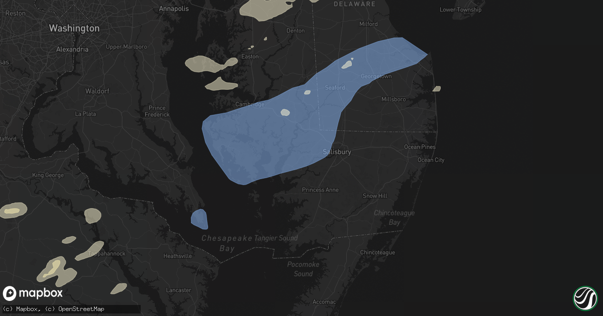 Hail map in Quantico, MD on July 18, 2026