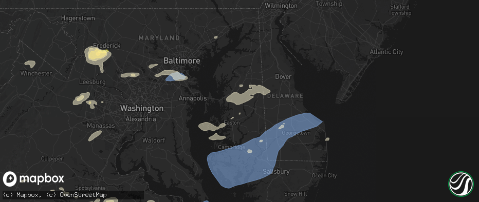 Hail map in Queen Anne, MD on July 18, 2026